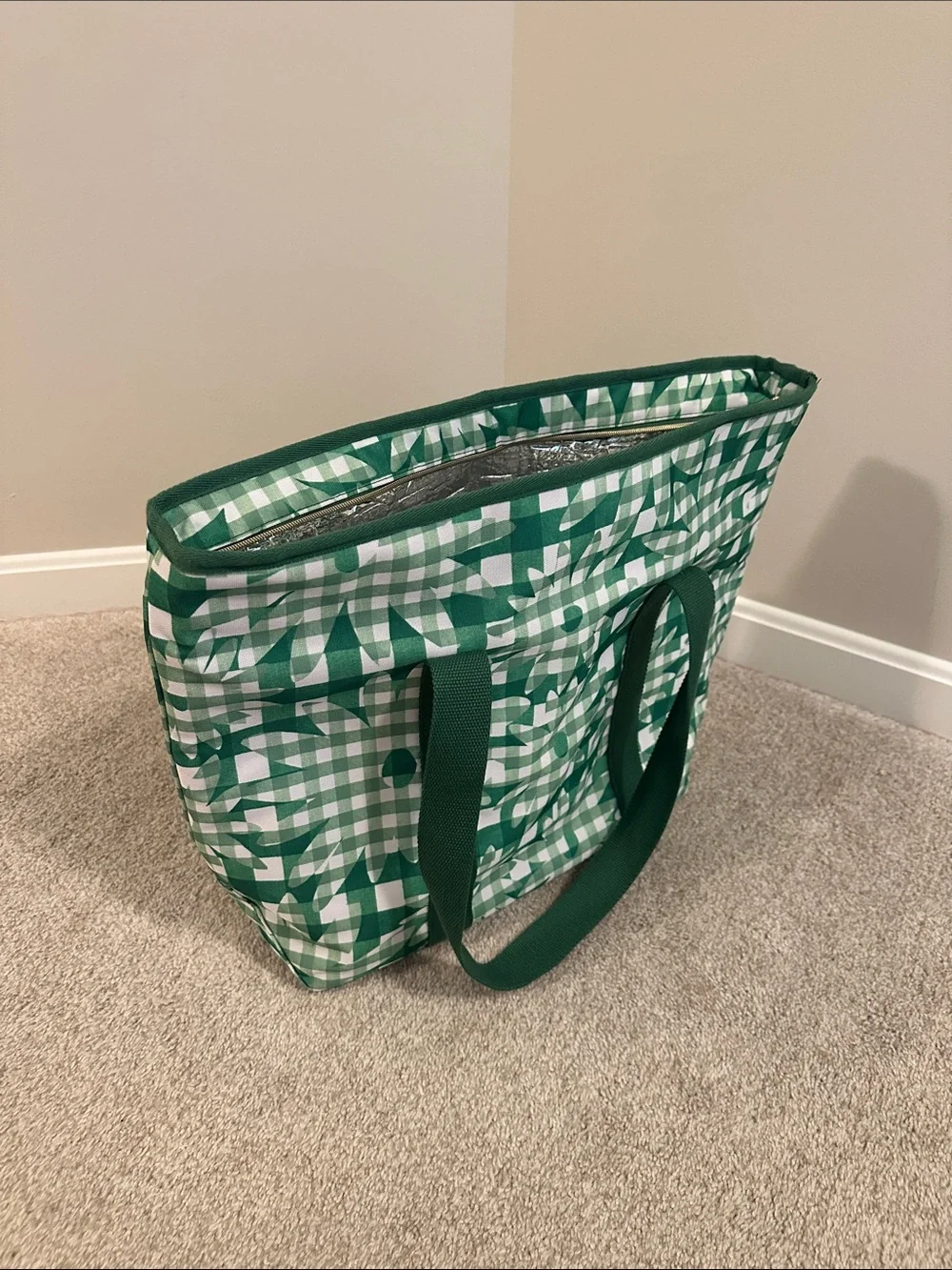 NWT Kate Spade ♠️ Green Gingham cooler tote bag